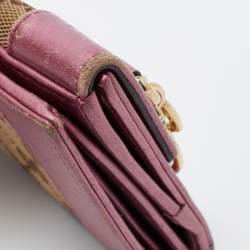 Gucci Beige/Metallic Pink Guccisima Canvas and Leather Heart Charm Continental Wallet