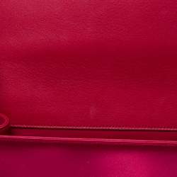 Pre Owned Gucci Pink Satin Crystal Interlocking G Broadway Clutch