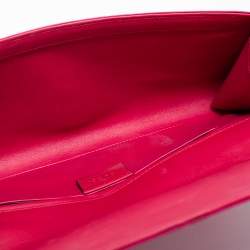 Pre Owned Gucci Pink Satin Crystal Interlocking G Broadway Clutch