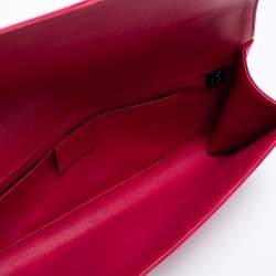 Pre Owned Gucci Pink Satin Crystal Interlocking G Broadway Clutch