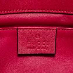 Pre Owned Gucci Pink Satin Crystal Interlocking G Broadway Clutch