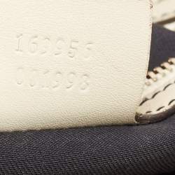 Pre Owned Gucci Blue/Off White Web Guccissima Canvas and Leather Hobo