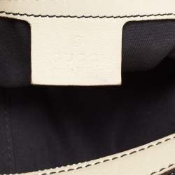 Pre Owned Gucci Blue/Off White Web Guccissima Canvas and Leather Hobo