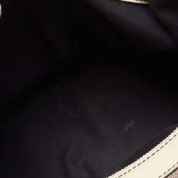 Pre Owned Gucci Blue/Off White Web Guccissima Canvas and Leather Hobo