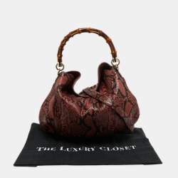 Pre Owned Gucci Pink/Brown Python Peggy Hobo