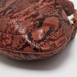 Pre Owned Gucci Pink/Brown Python Peggy Hobo