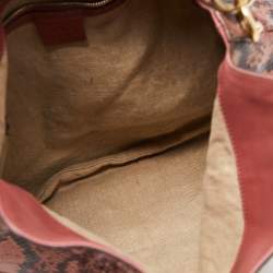 Pre Owned Gucci Pink/Brown Python Peggy Hobo