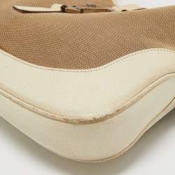 مملوكة مسبقًا Gucci Beige/Off White Canvas and Leather Small Jackie Hobo