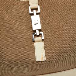 مملوكة مسبقًا Gucci Beige/Off White Canvas and Leather Small Jackie Hobo