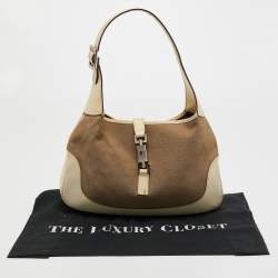 مملوكة مسبقًا Gucci Beige/Off White Canvas and Leather Small Jackie Hobo