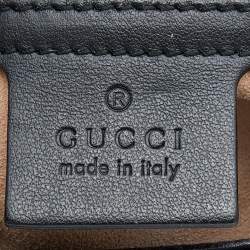 Pre Owned Gucci Black Leather Medium GG Marmont Top Handle Bag
