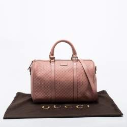 Pre Owned Gucci Dusty Pink Microguccissima Leather Medium Joy Boston Bag