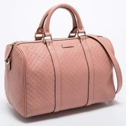 Pre Owned Gucci Dusty Pink Microguccissima Leather Medium Joy Boston Bag