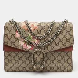 Gucci Beige/Brown GG Supreme Canvas and Leather Ophidia Pouch at 1stDibs