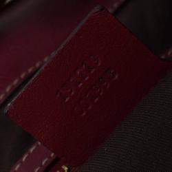 Pre Owned Gucci Beige/Red GG Canvas and Python Medium Indy Top Handle Bag