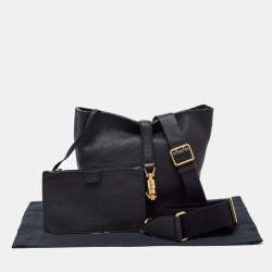 Pre Owned Gucci Black Leather Small Jackie Bucket Bag 