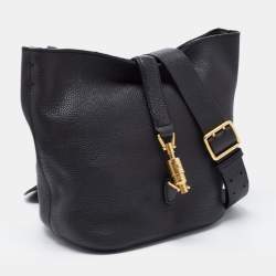Pre Owned Gucci Black Leather Small Jackie Bucket Bag 