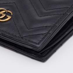 Gucci Black Matelassé Leather GG Marmont Card Case