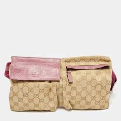 Gucci Beige/Pink GG Canvas and Leather Double Pocket Belt Bag Gucci | TLC