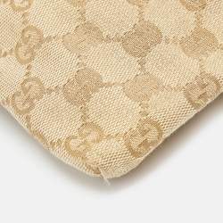 Pre Owned Gucci Beige/Pink GG Canvas and Leather Double Pocket Belt Bag