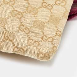 Pre Owned Gucci Beige/Pink GG Canvas and Leather Double Pocket Belt Bag