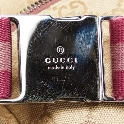Pre Owned Gucci Beige/Pink GG Canvas and Leather Double Pocket Belt Bag
