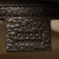 Pre Owned Gucci Brown Leather Web Boston Bag