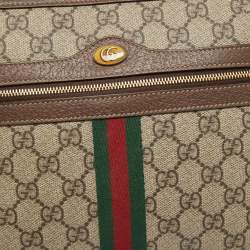 Pre Owned Gucci Beige GG Supreme Canvas and Leather Ophidia Pouch