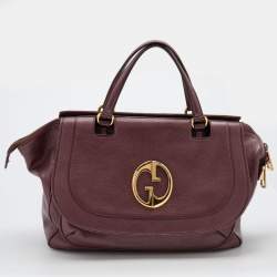 Gucci Burgundy Pebbled Leather 1973 Satchel