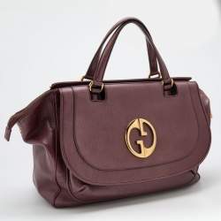 مملوكة مسبقًا Gucci Burgundy Pebbled Leather 1973 Satchel