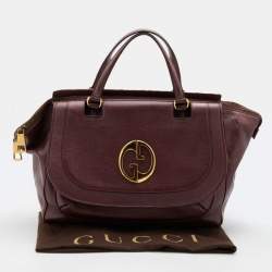 مملوكة مسبقًا Gucci Burgundy Pebbled Leather 1973 Satchel