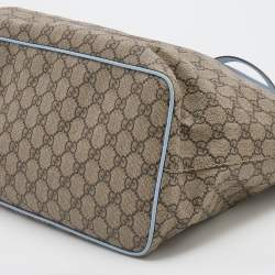 Pre Owned Gucci Beige/Blue GG Supreme Canvas and Leather Diaper Bag