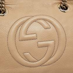 Pre Owned Gucci Beige Leather Large Soho Chain Shoulder Bag