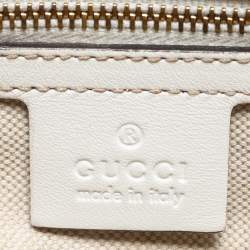 مملوكة مسبقًا Gucci Beige/White Canvas and Leather Web Boston Bag