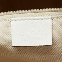 Pre Owned Gucci White Diamante Raffia and Leather Large Sukey Tote