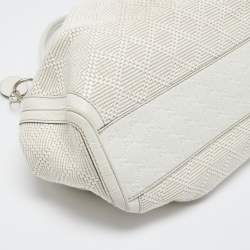 Pre Owned Gucci White Diamante Raffia and Leather Large Sukey Tote