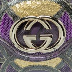 Pre Owned Gucci Multicolor Python and Crocodile Leather Britt Shoulder Bag