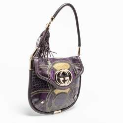 Pre Owned Gucci Multicolor Python and Crocodile Leather Britt Shoulder Bag