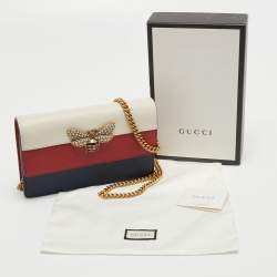 Pre Owned Gucci Tri Color Leather Queen Margaret Wallet on Chain