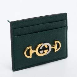 Gucci Dark Green Leather Zumi Card Holder