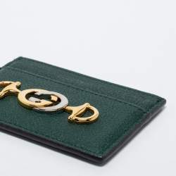 Gucci Dark Green Leather Zumi Card Holder
