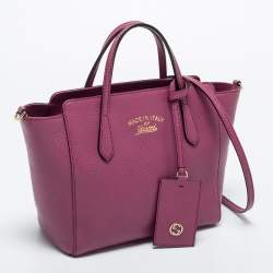 Pre Owned Gucci Old Rose Leather Mini Swing Tote 