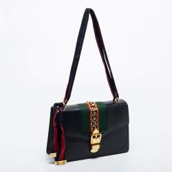 Pre Owned Gucci Black Leather Sylvie Shoulder Bag