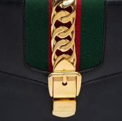 Pre Owned Gucci Black Leather Sylvie Shoulder Bag