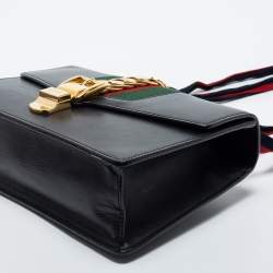Pre Owned Gucci Black Leather Sylvie Shoulder Bag