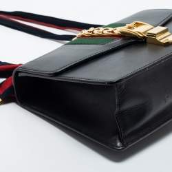 Pre Owned Gucci Black Leather Sylvie Shoulder Bag