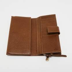 Pre Owned محفظة غوتشي بري جلد وكانفاس جي جي بني/بيج بسحاب محيط