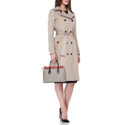 Pre Owned Gucci Multicolor GG Supreme Monogram and Leather Small Tuscany Top Zip Tote