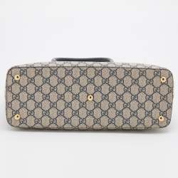 Pre Owned Gucci Multicolor GG Supreme Monogram and Leather Small Tuscany Top Zip Tote