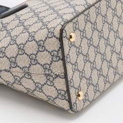 Pre Owned Gucci Multicolor GG Supreme Monogram and Leather Small Tuscany Top Zip Tote